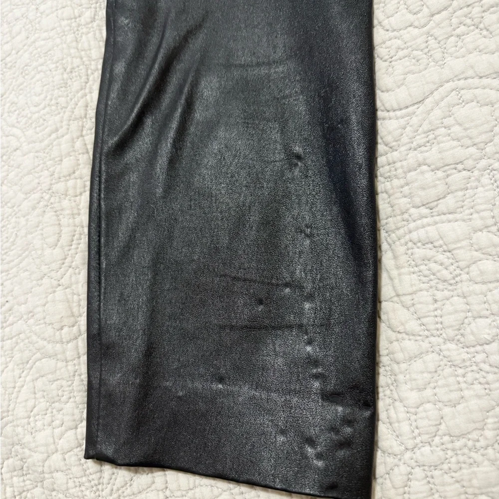 Vince  Black Soft Leather Ankle Pants Straight Leg Mid Rise Size 0 - Picture 9 of 13